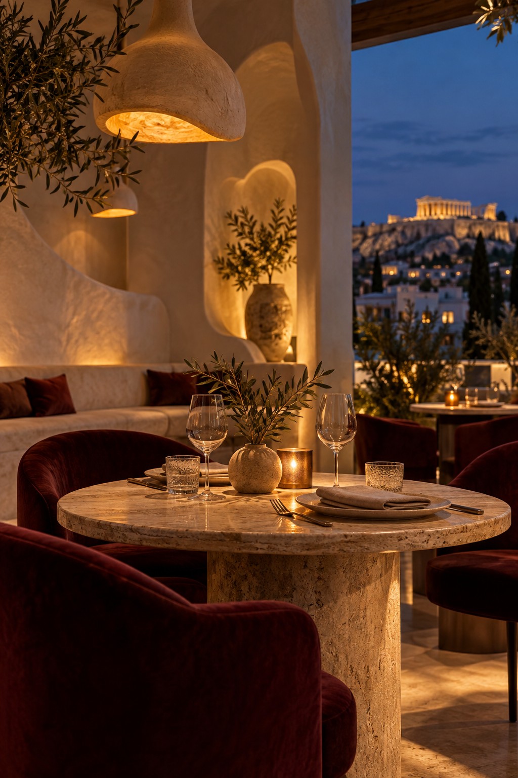 Ατμοσφαιρικό restaurant interior — visual moodboard